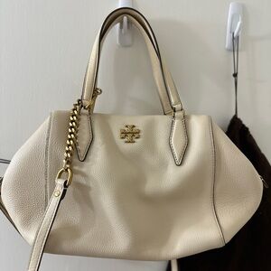 Tory Burch Kira Pebbled Satchel Bag - Cream
